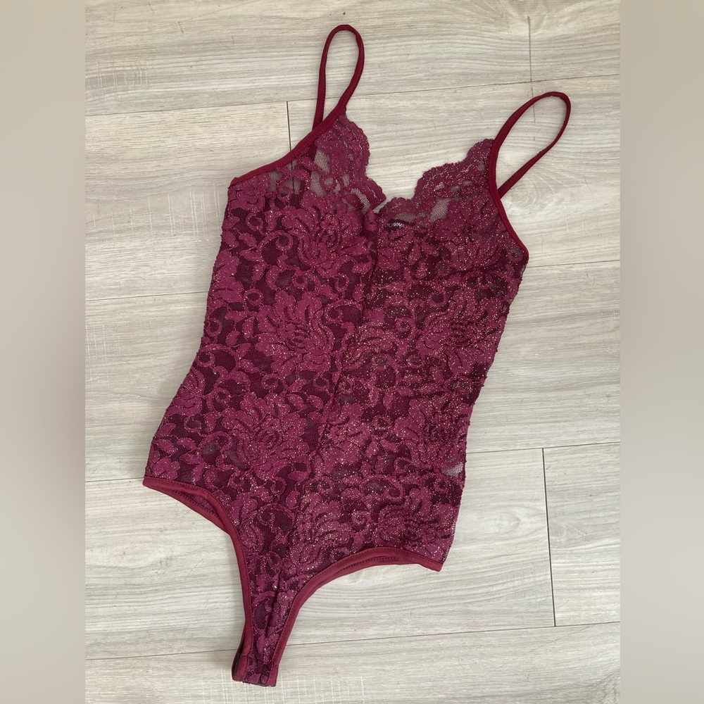 Burgundy Lace Bodysuit